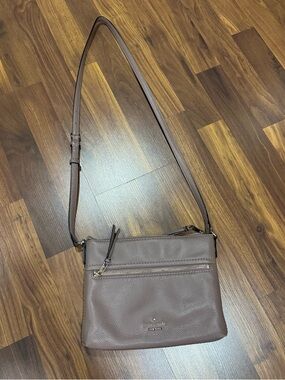 Kate Spade - Taupe Brown Leather Messenger Crossbody Bag